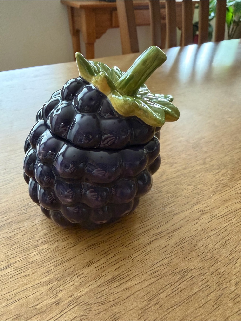 Ceramic Blackberry Jar - Green & Deep Purple